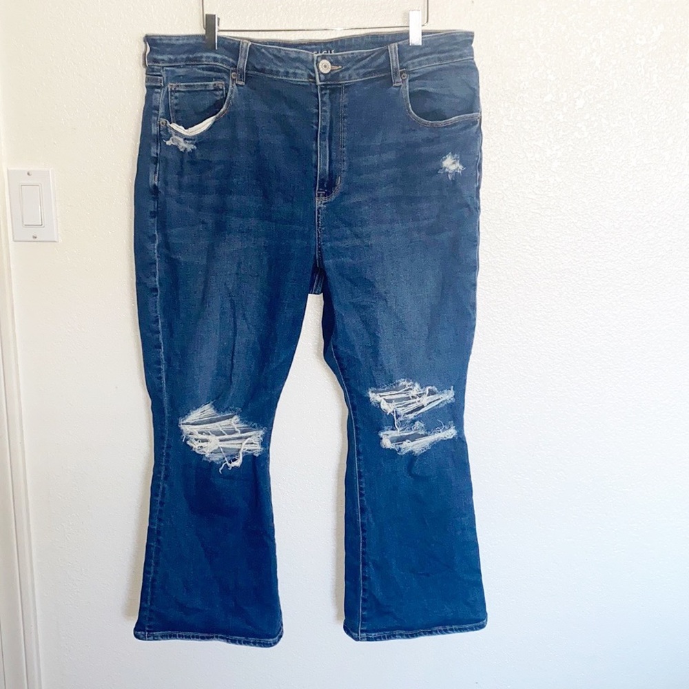 American Eagle Hi-Rise Skinny Distressed Kick Crop Super Stretch 20 Short Jeans